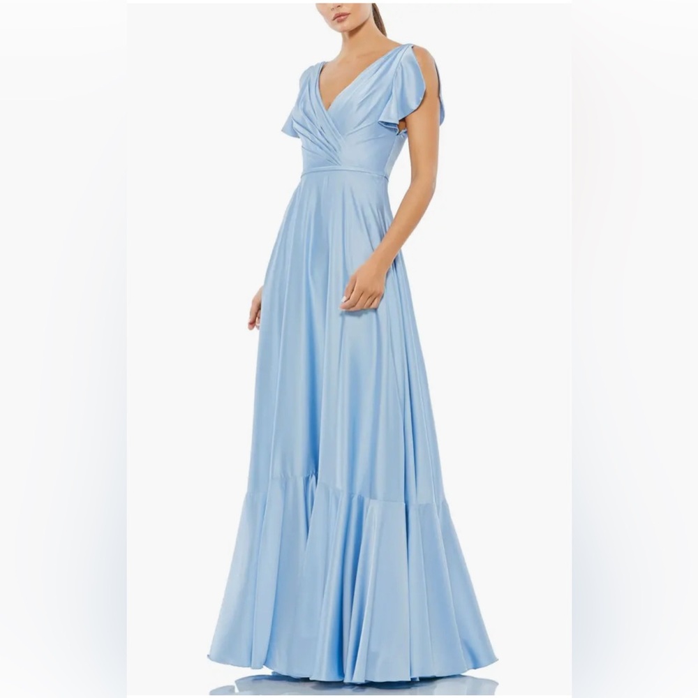 NWT Ieena For MacDuggal Size 12 Drop Shoulder Flounce Sleeve Gown